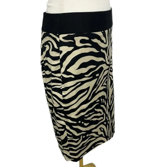 THE LIMITED Zebra Print Sleek Pencil Skirt Womens Sz 6 Beige Black High Rise - Picture 6 of 11